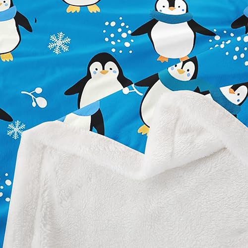 Miniatura 6 de Manta de pingüino kawaii, manta de invierno con diseño de pingüinos, manta de invierno con diseño de animales antárticos para niños y niñas, manta