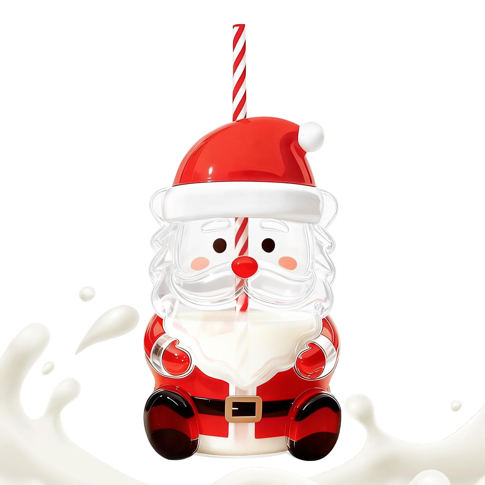 Tasse à eau de Noël de 591 ml Père Noël avec paille pour cocktail et jus