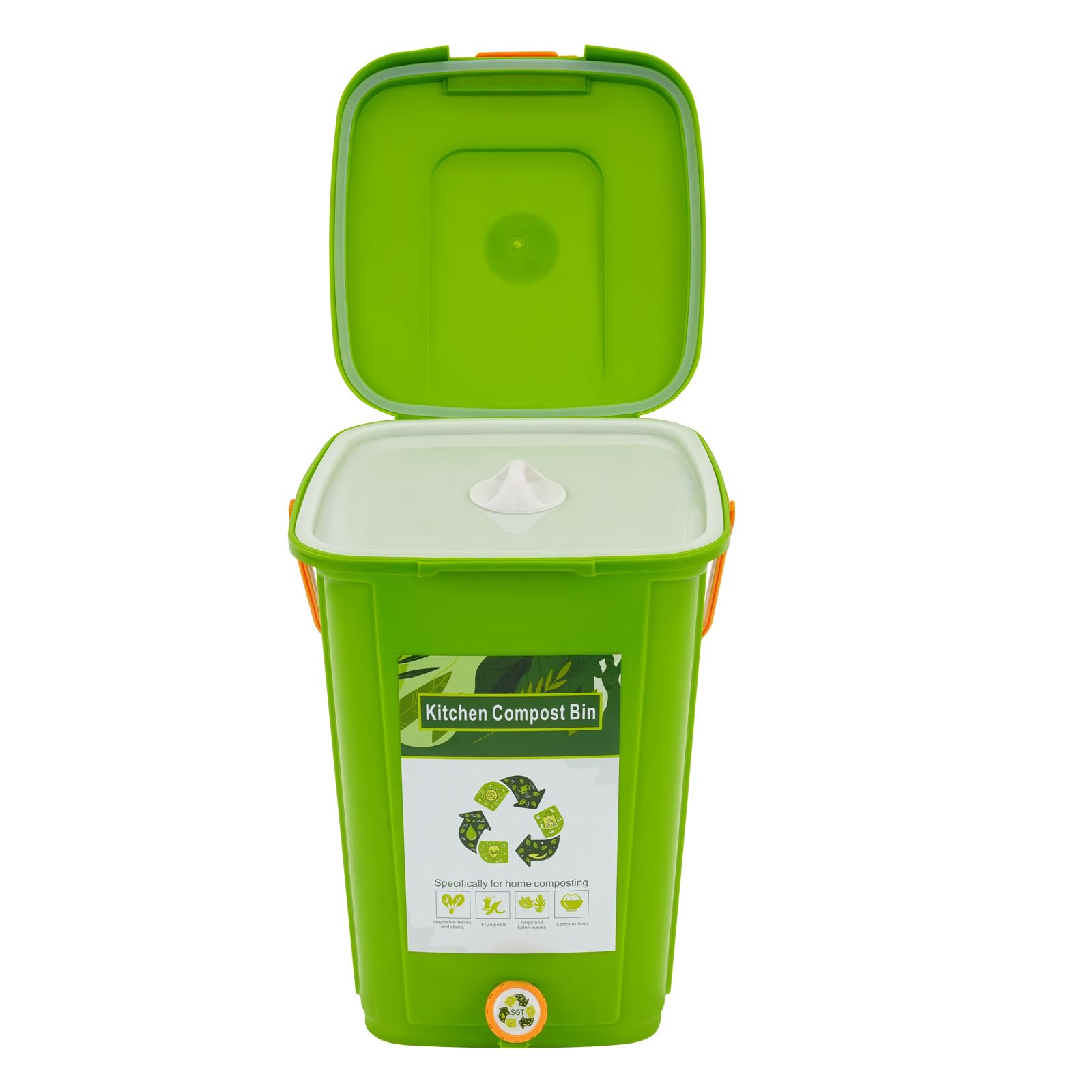 Kosz na odpady organiczne do kuchni, 20 l, kosz na kompost z pokrywką i sitkiem, bezzapachowy, do domu i zrównoważonego rozwoju, zielony
