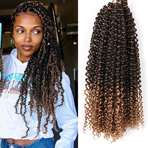 AliLeader Ombre Passion Twists Hair 6 Packs Water Wave Crochet Hair 18 Inch Crochet Wave Hair Synthetic Crochet Braiding Hair Extensions Natural Passion Twist Hair (#T-27)