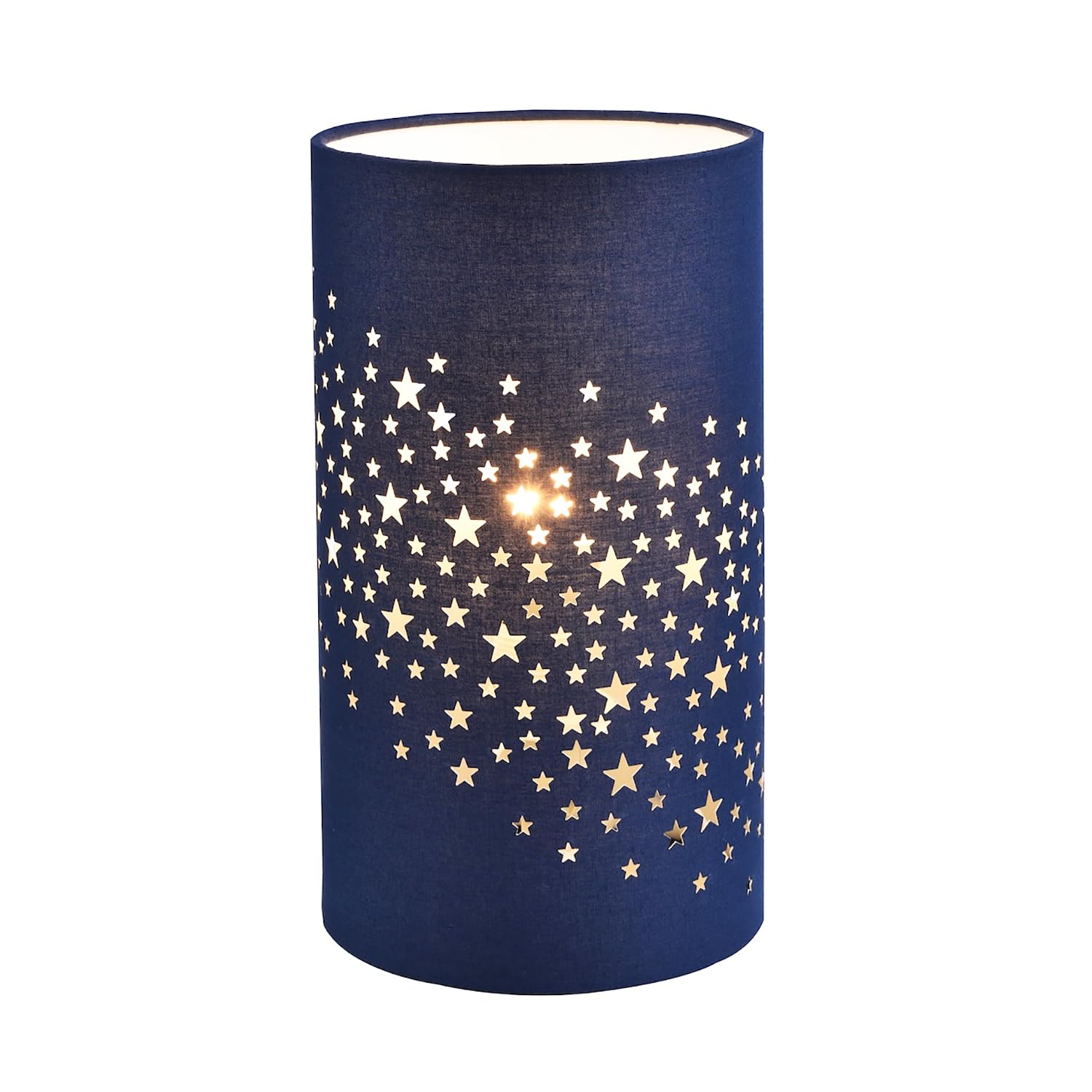 Happy Homewares Modern Stars Decorated Children/Kids Navy Blue Cotton Bedside Table Light Creates Stunning Effect Against The Wall | 23cm x 13cm | 1 x E14 Bulb