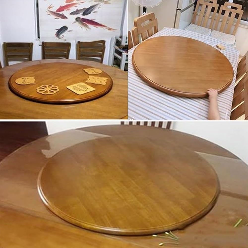Ręcznie wykonana drewniana taca do serwowania 70 cm (28 cali) obrotowy okrągły blat do jadalni kuchni lub rozrywki - kolor czerwony idealny do dzielenia się posiłkami i przekąskami