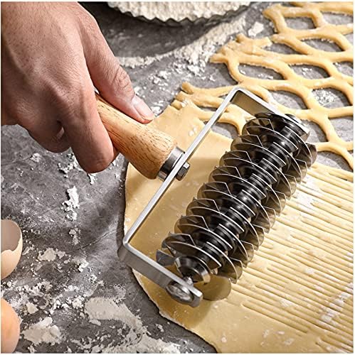 Cortador de masa de celosía de acero inoxidable, cortador de rodillos de corteza de pan de pizza de celosía superior de celosía de masa de