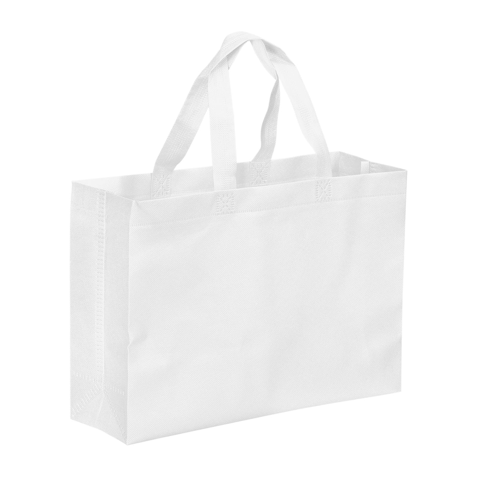 PATIKIL 30x40cm Reusable Gift Bags, 10 Pack Horizontal Style Non-Woven Grocery Tote Bag for Travel Storage White