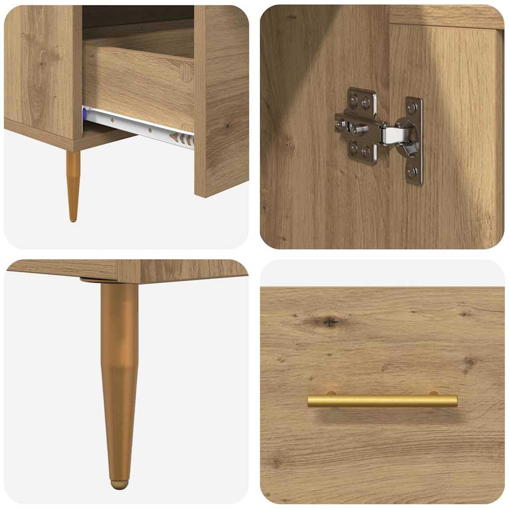 vidaXL Alacena con cajón Roble Artesanal 69,5 x 31 x 115 cm, Aparador Moderno, Armario Rectangular, con Puertas de Vidrio, ¡Organiza tu Sala fácil y con Estilo