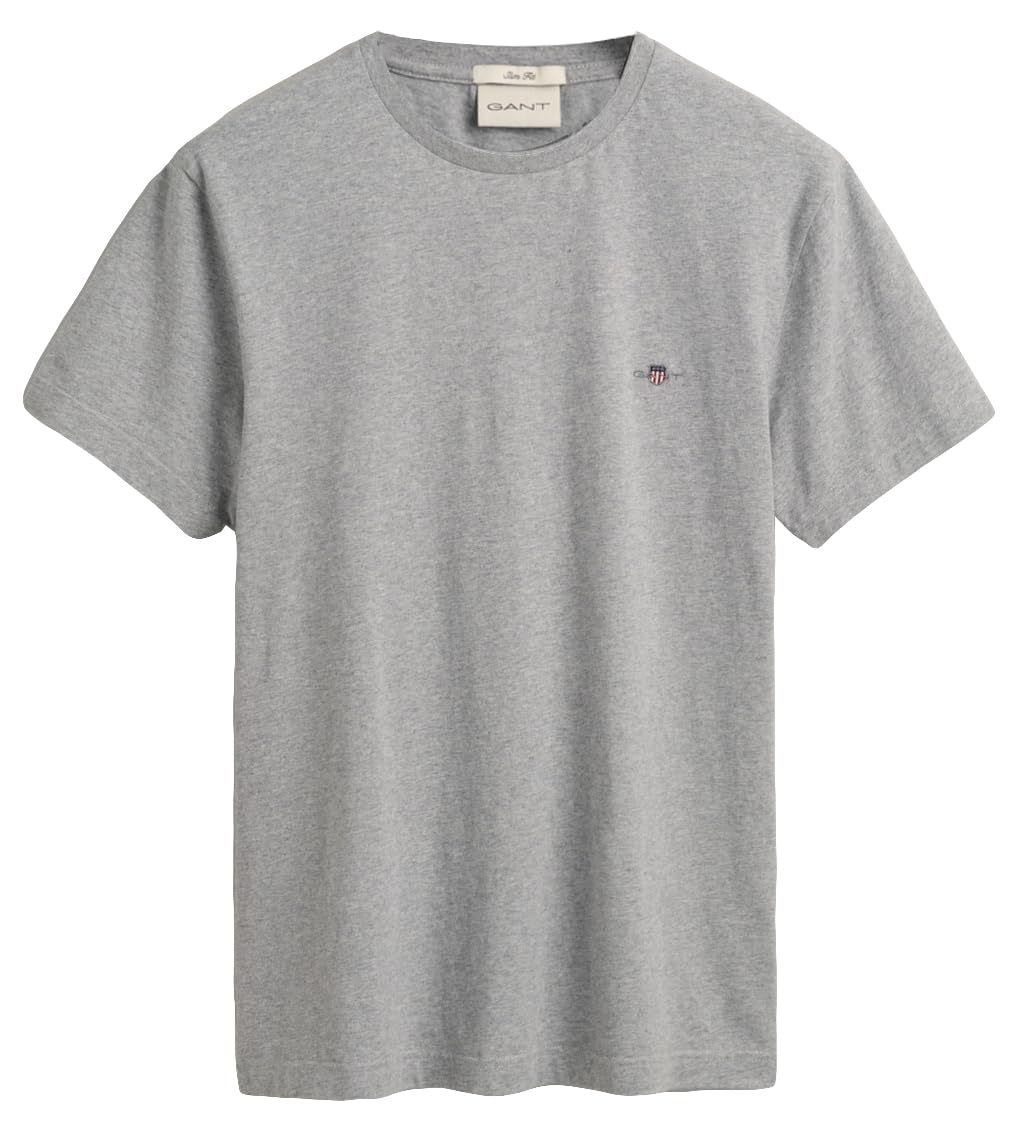 Gant Slim Shield Ss T-SHIRT, T-Shirt Uomo, Grigio ( Grey Melange ), L - 4