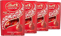 4 Caixas de 37g, Bombons de Chocolate Suiço, Lindt Lindor