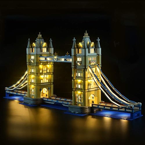 Kit de luces de versión mejorada para puente de la torre de Londres (no parpadeante), compatible con el modelo de bloques de construcción Lego