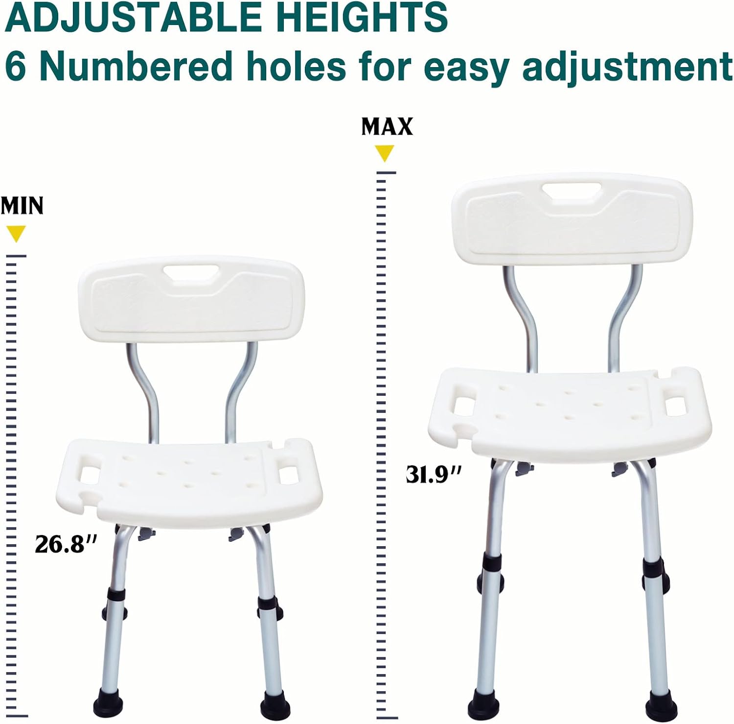 Rеvіеw Dіѕсоunt Kuloki Tool-Free Shower Chair for The Disabled and Elderly,SPA and Bathtub Seat with 6 Adjustable Heights, Bath Stool with Removable Back, Medical Bench for Patient (White)