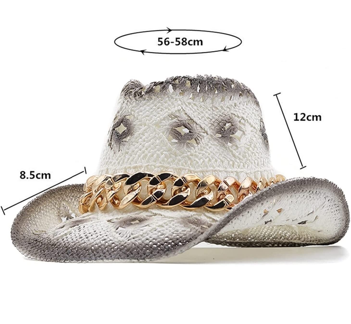 Cappello da Sole Estivo Pieghevole Cappello da Cowboy Occidentale Donna Uomo Sole Estivo in Papiro Sombrero A Tesa Larga Traspirante