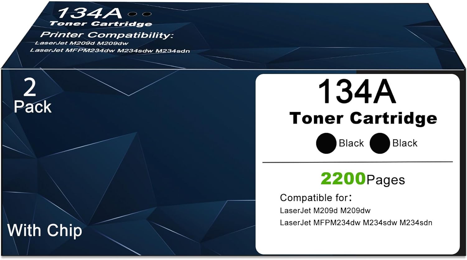 134A Toner Cartridges Replacement for HP 134 134X W1340A W1340X, Compatible with LaserJet Pro MFP M234dw M234sdn M234sdw Printers, and LaserJet M209dw, M209d Printers -High Yield Ink ( 2-Pack Black )