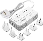 Ceptics Universal Travel Adapter kit, Dual USB (QC 3.0) + 2 US outlets + USB-C Cable, Use with Chargers, Cell Phones, Laptops, 6 Plug attachments for Worldwide use (Does Not Convert Voltage) (WPS-2B)
