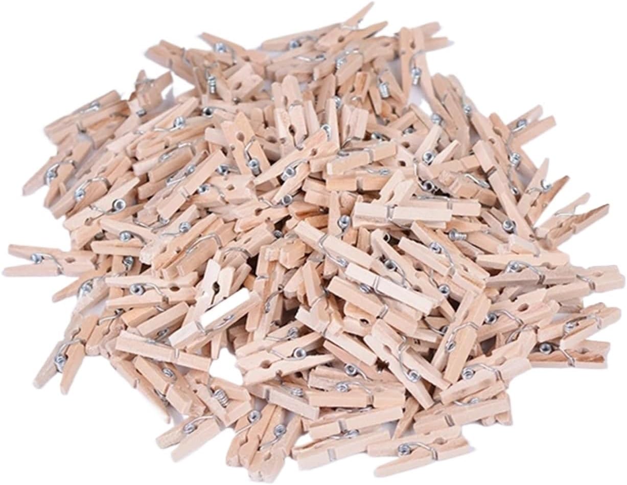 Clothespins for Laundry 500PCS 25mm Mini Spring Wood Clips Clothes Photo Paper Peg Pin Clothespin Craft Clips Party