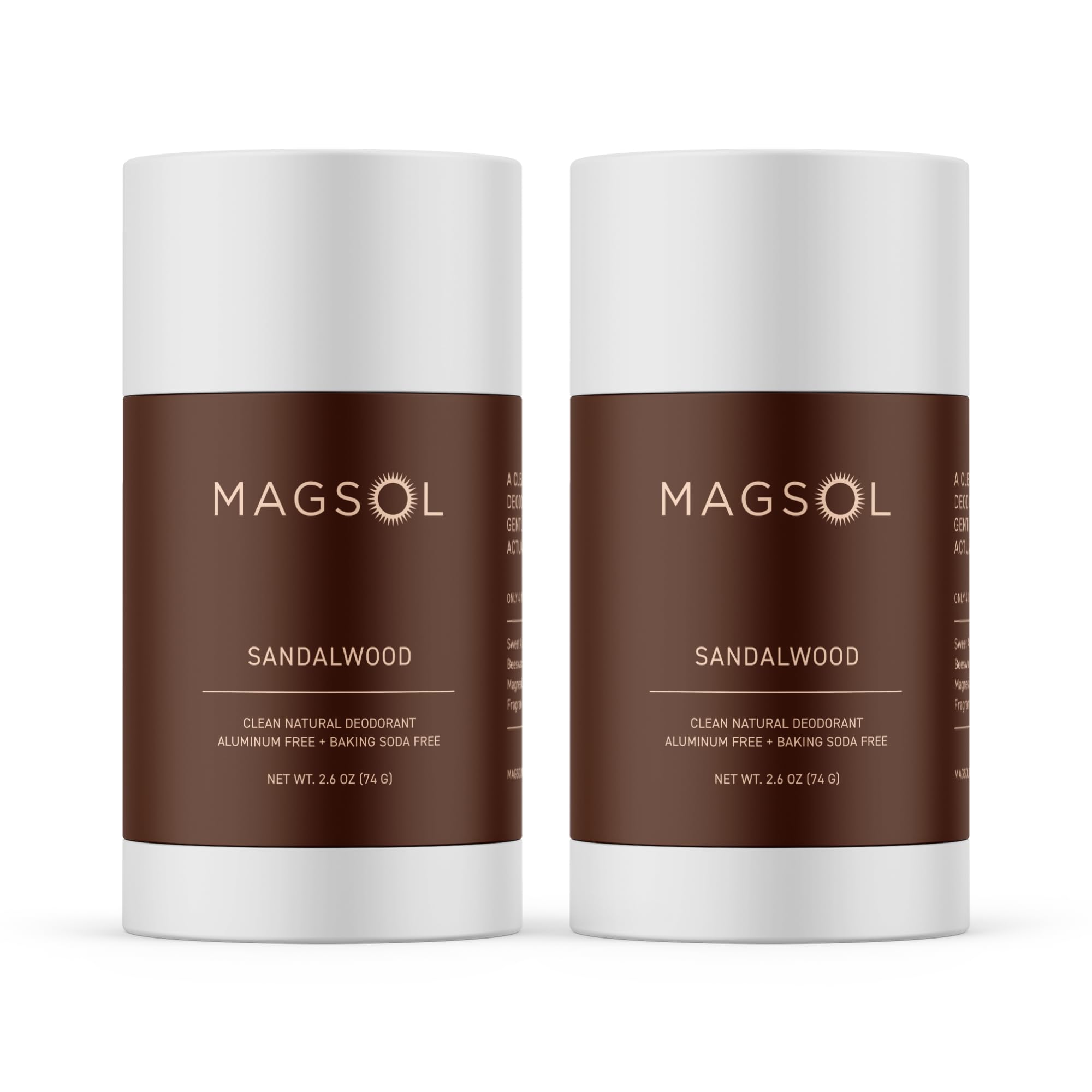 MAGSOL Natural Deodorant for Men, Aluminum Free Deodorant for Women (2 Pack) (Sandalwood)