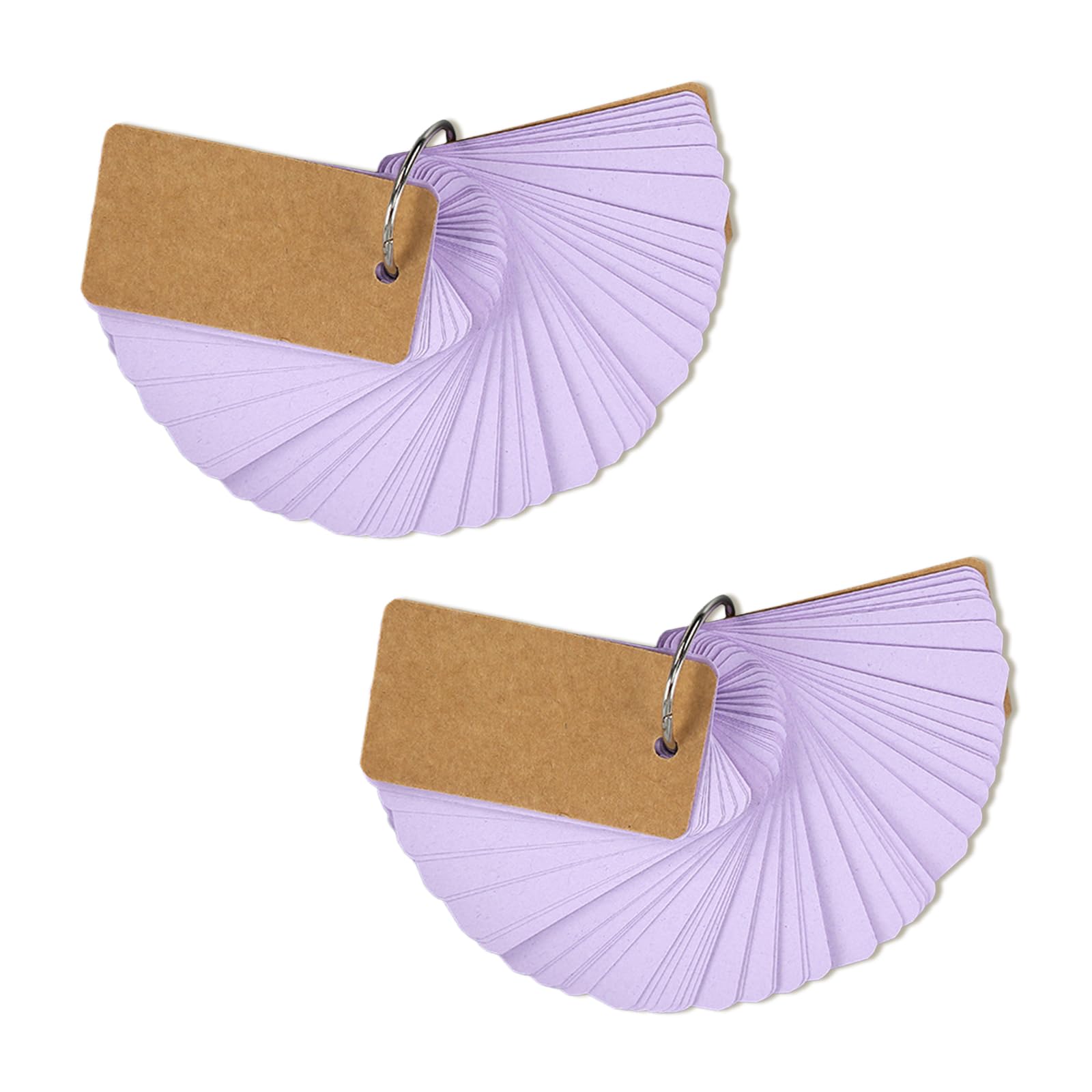 WUMUZAI 100 Pieces Flash Cards with Rings and Cover for Studying, 4 x 7 cm Small Blank Index Note Cards Double Side, Unruled Colored Flashcards Notecards for Study Business, Purple