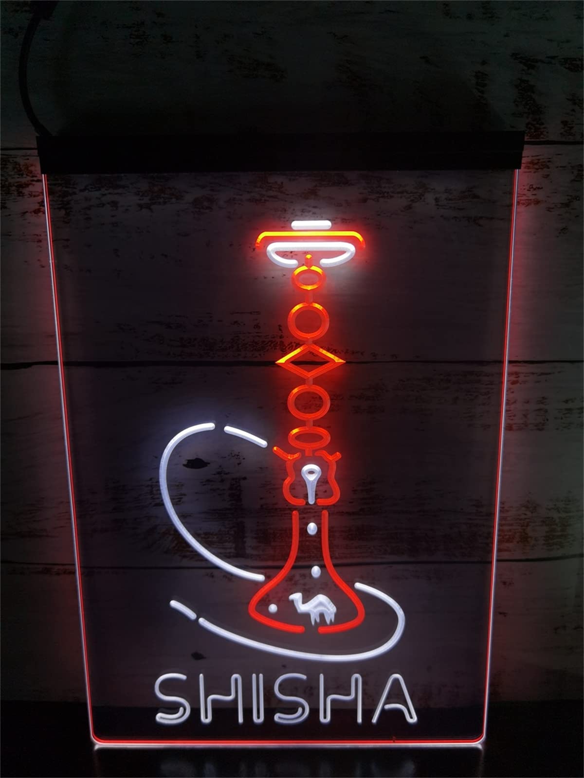 REWIS Letrero de neón LED para Shisha, Luces de neón alimentadas por USB con atenuador, para Letrero Iluminado de Tienda de Shisha,White Red,30x40cm