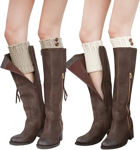 Miniatura 3 de Loritta 2-4 Pairs Womens Boot Socks Winter Warm Crochet Knitted Boot Cuffs Topper Socks Short Leg Warmers Gifts