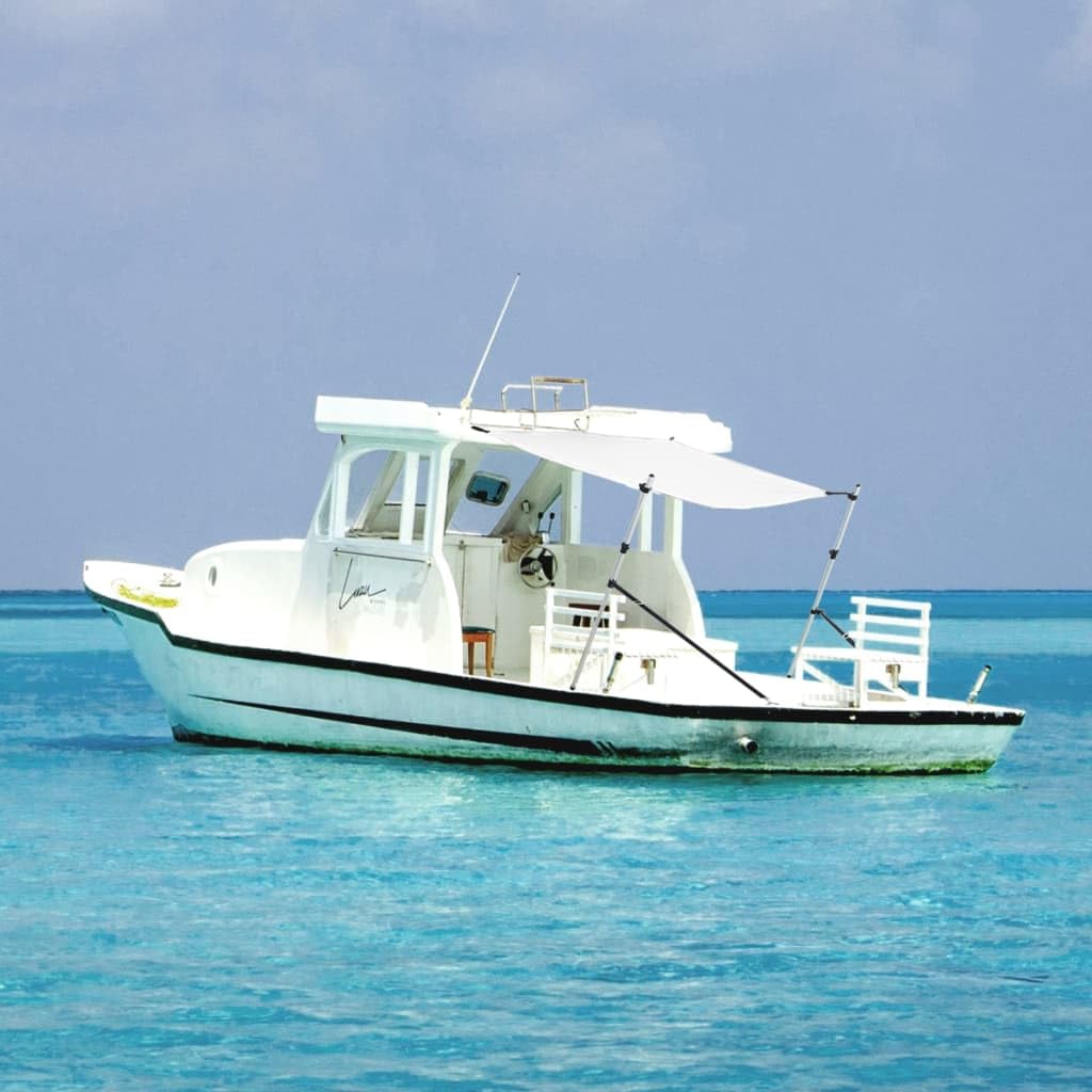 vidaXL Toldo T-Top Extensión, Capota Impermeable para Barco de Pesca Esquí, Cubierta de Embarcación, Pantalla de Extensión de Cortina, Blanco