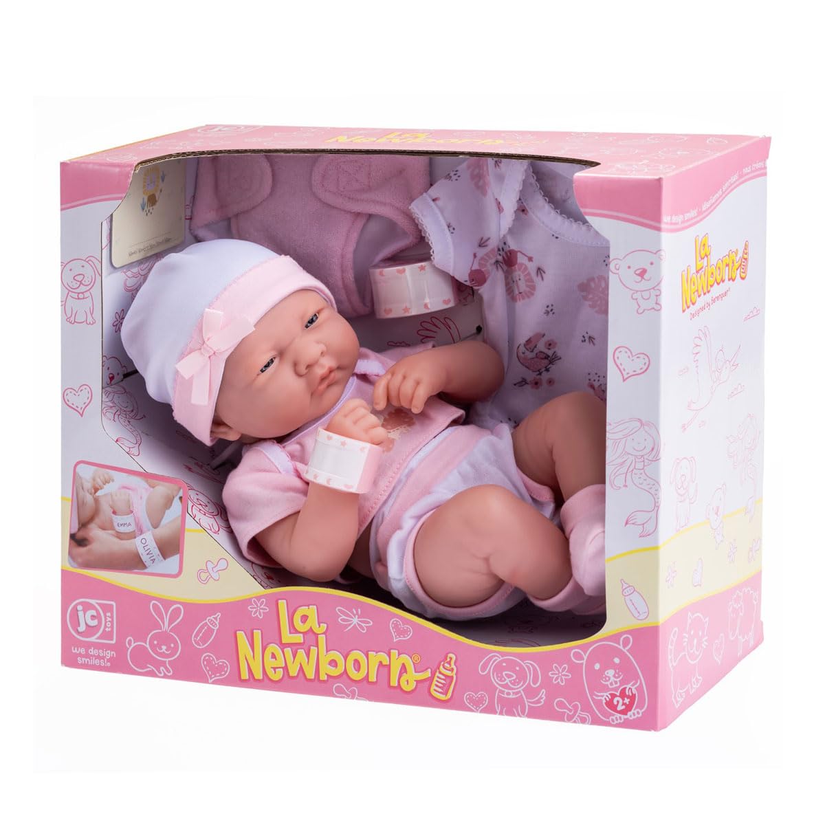 8 piece Layette Baby Doll Gift Set | JC Toys - La Newborn Nursery | 14" Life-Like Doll w/ Accessories | Pink | Ages 2+ — Amazon image 5