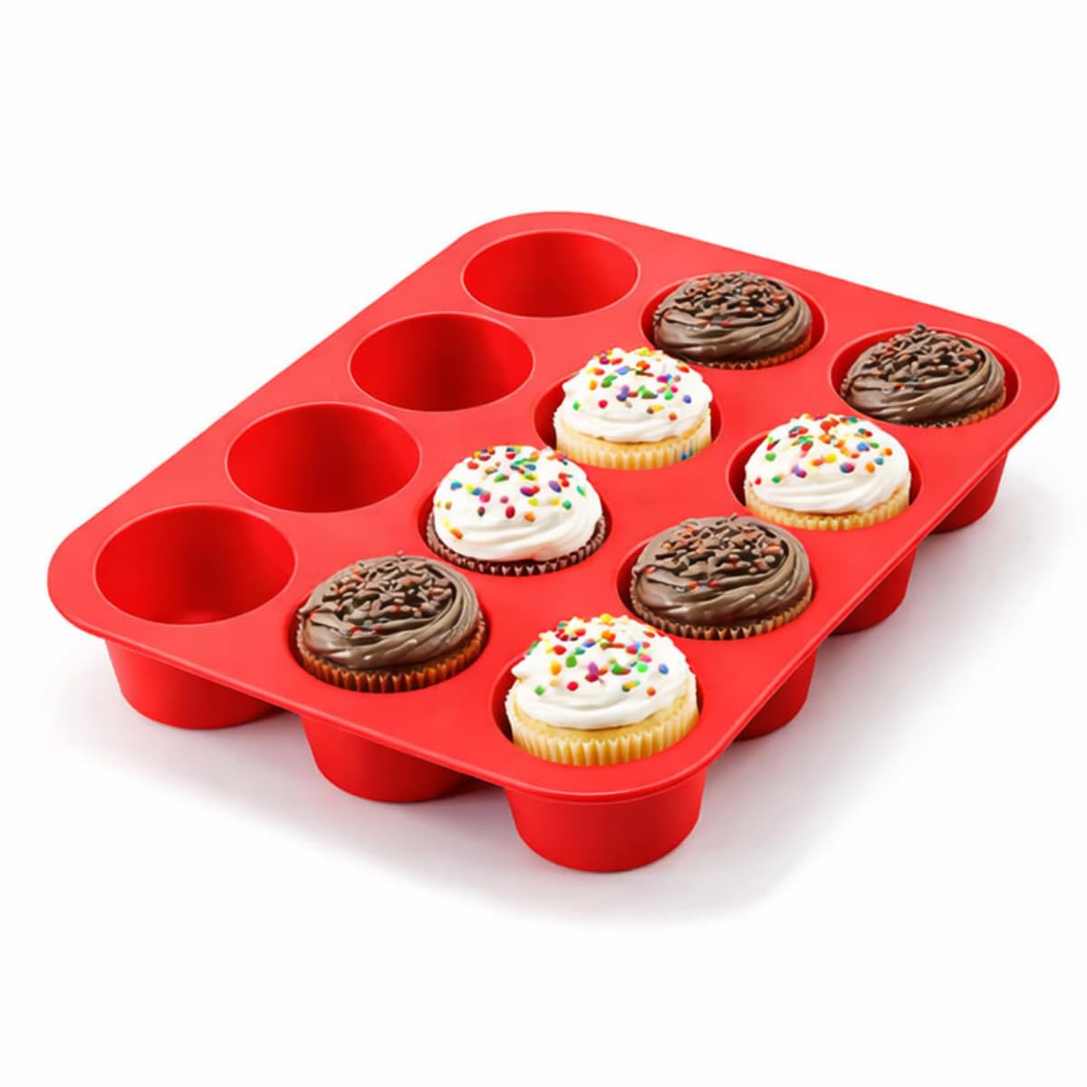 Forma de Silicone para Cupcake 12 Cavidades, Antiaderente, Flexível, Fácil de