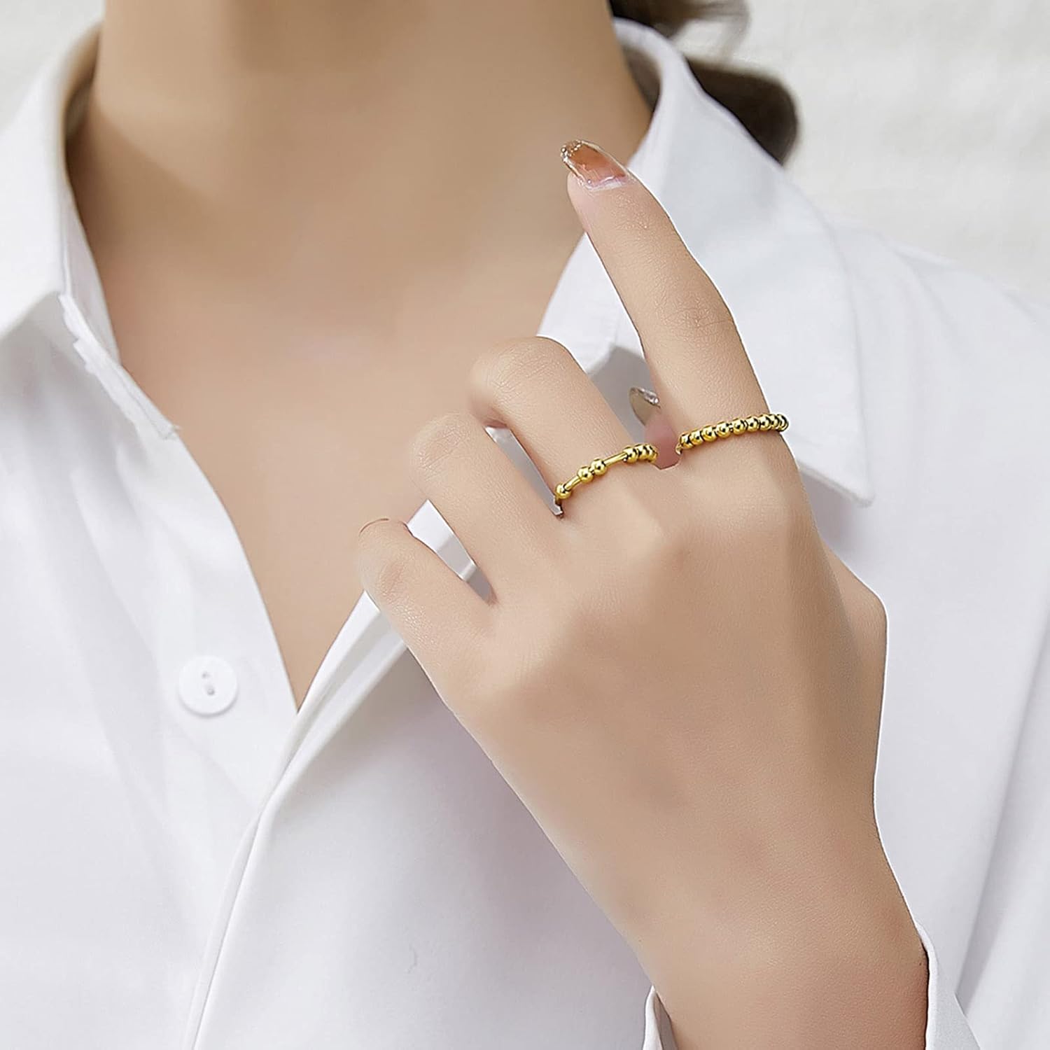 3pcs/lot Fidget Ring for Women, Worry Anxiety Rings Beads Fidget Spinner Rings for Men