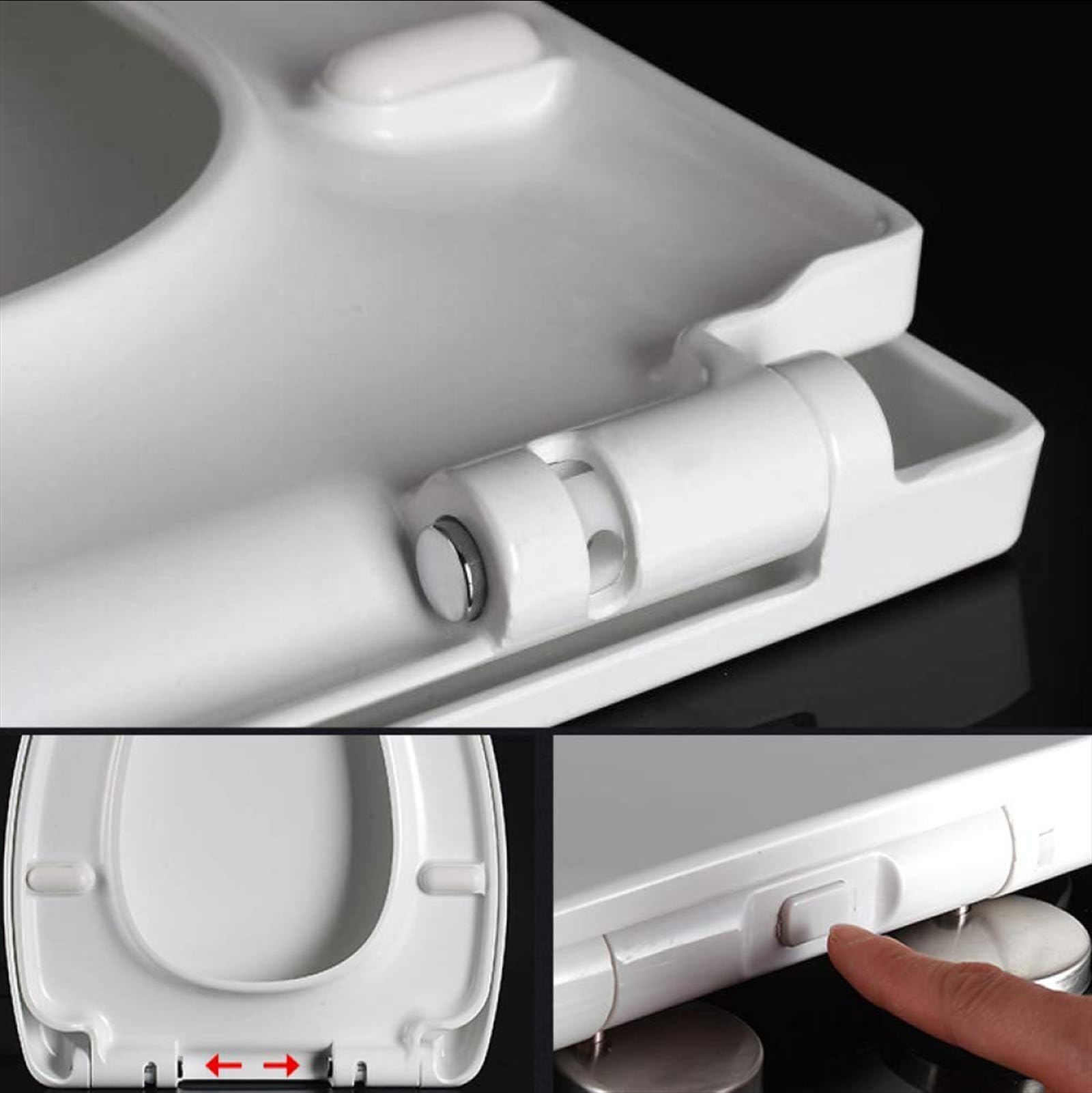 Sedile WC quadrato ad angolo tondo con chiusura ammortizzata