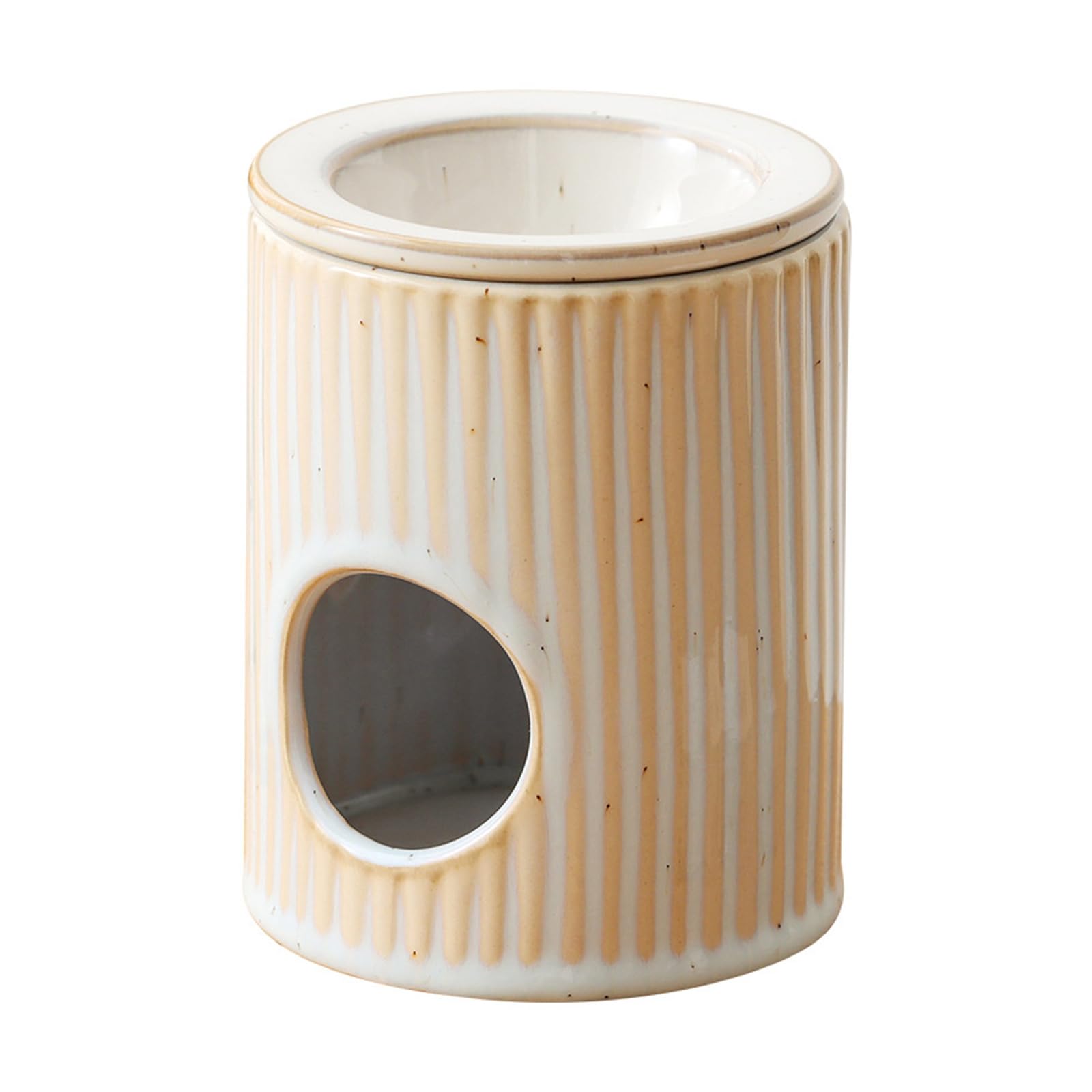 kominek do aromaterapii, Ceramiczny świecznik na tealighty z podziałką w stylu vintage, dyfuzor aromaterapeutyczny do dekoracji domu i biura(Light Yellow)