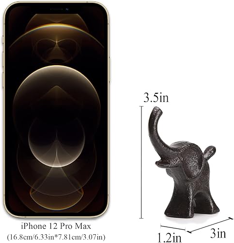 Miniatura 2 de BRASSTAR Hierro fundido 3.5 '' elefante estatua peso lindo animal estatuilla grandes orejas escritorio oficina decoración del hogar TQGJPT165