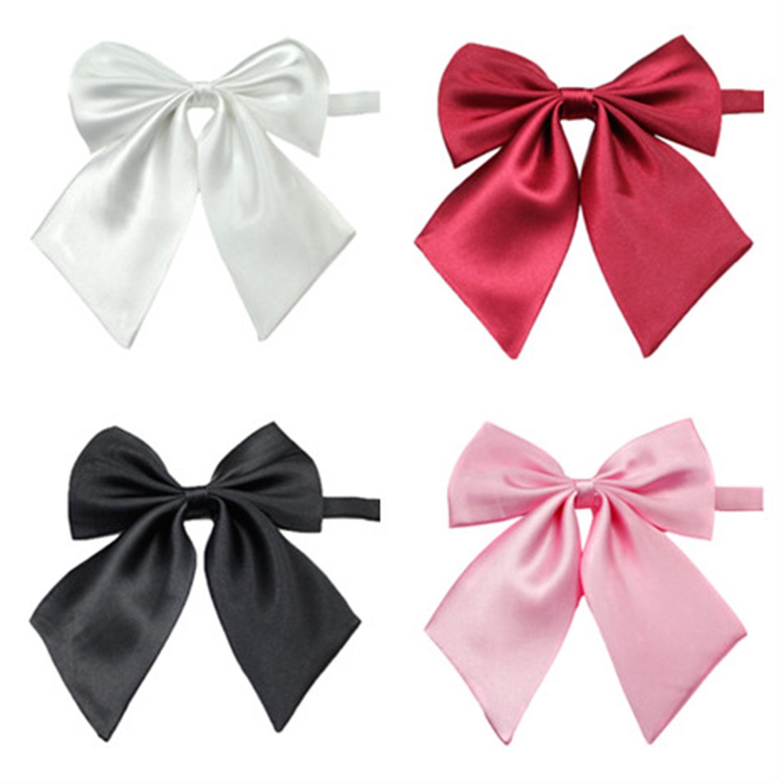 KUFEIUP School Girls JK Uniform Bowties Adjustable Bowknot Bow Ties (pack of 4)(Solid Color 4)