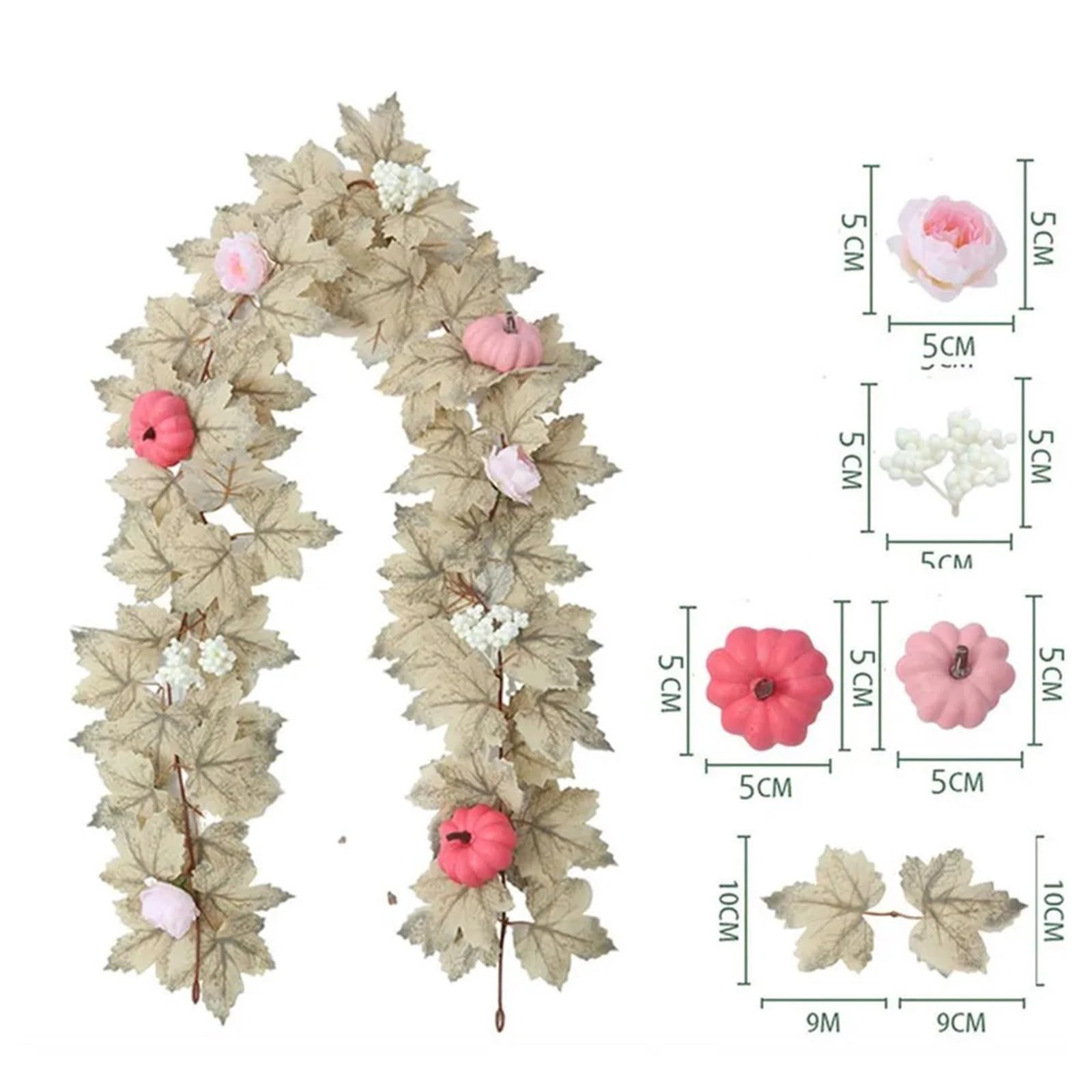 Künstliche Greenery Girlande künstliche Blumen, 2 stücke 5,7 ft Girlande Künstliche Herbst Girlande Mit Maples Blatt Kürbisse Blumen Beeren for Decor for Dekoration