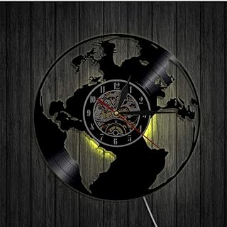 TIANZly VinylWall Orologio Mappa del Mondo Orologio in Vinile mappamondo Orologio da Parete mappamondo Mappa da Parete Decorazione Artistica Orologio Mappa Vinile