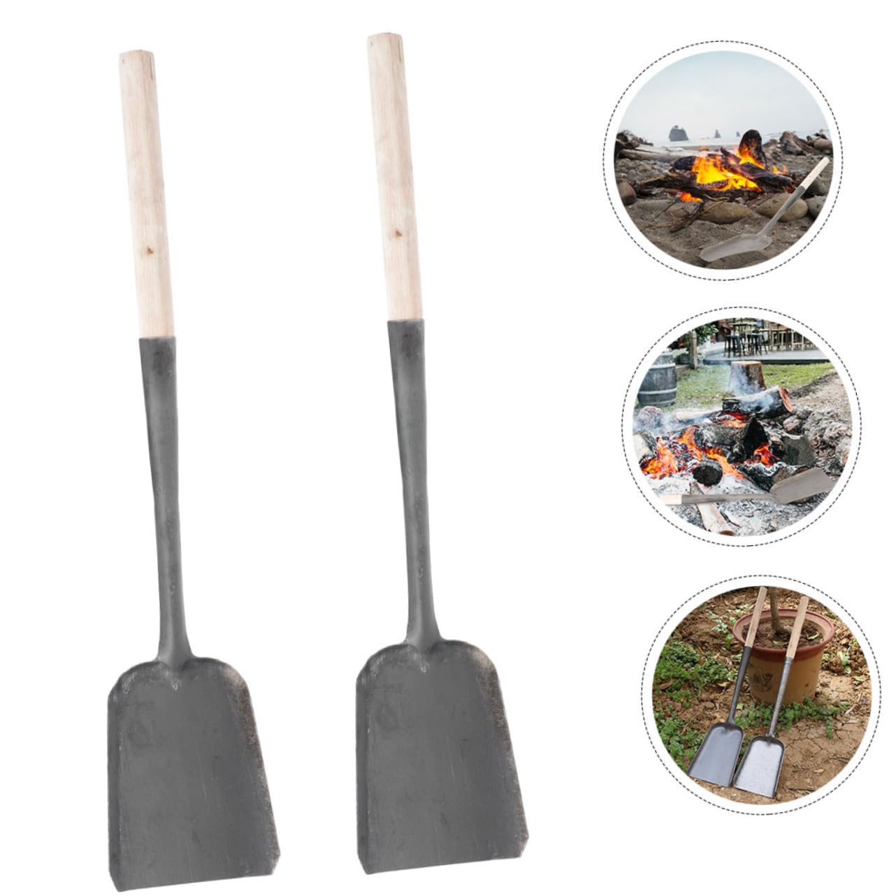 Toyvian 2 Stück Kohleschaufel aus Eisen und Holz Leichte Aschekelle für Heimischen Kamin und Garten Einfach zu Reinigen und Tragbar