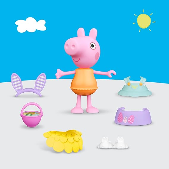 Peppa Pig Springtime Dress-Up Figure with 6 Easy-On Fashion Accessories, 6-Inch Doll, Easter Gift for Kids, Preschool Toys for Girls and Boys 3 and Up