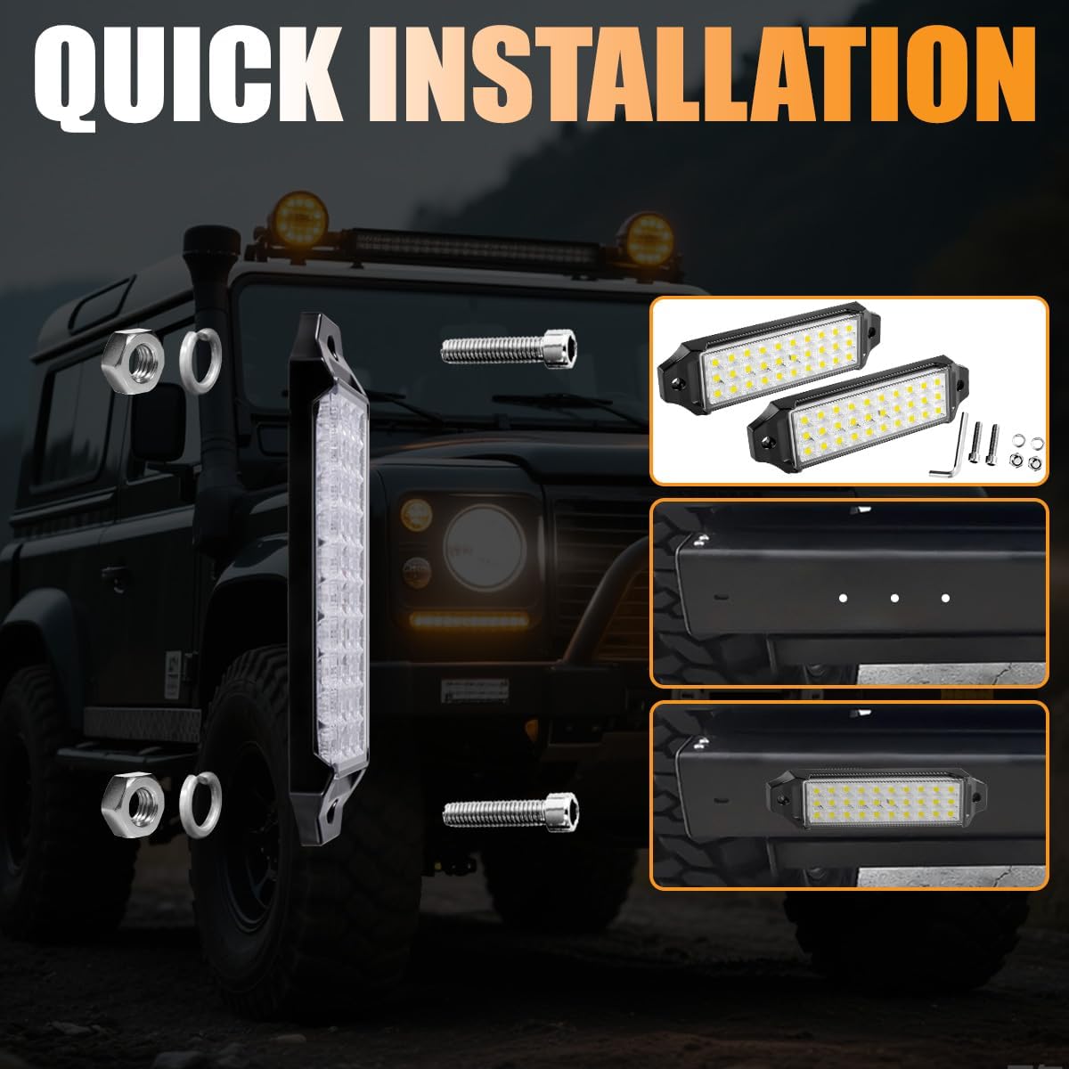Flush Mount LED Pods, 7 Inch Surface Mount LED Light Pods 40W 4000lm, Thin LED Light Bar for Truck Tractor ATV UTV Boat 12V 24V Reverse Backup Lights Fog Lights Work Lights 2Pcs