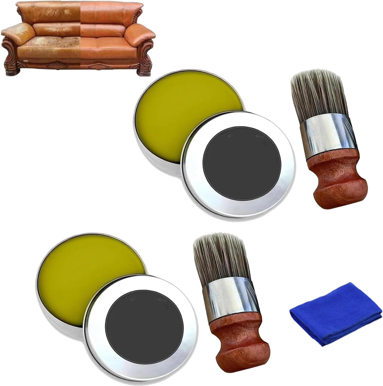Leather Repair Cream, Leather Salve Repair Cream with Brushes, LeatherRepaircream for Furniture and Wood (2PCS)