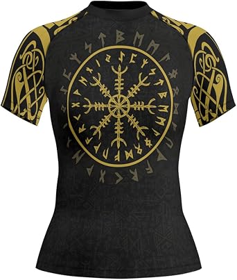 قميص Viking Compression Rashguards النسائي قصير الأكمام للتدريب على فنون القتال المختلطة والجوجيتسو والجوجيتسو