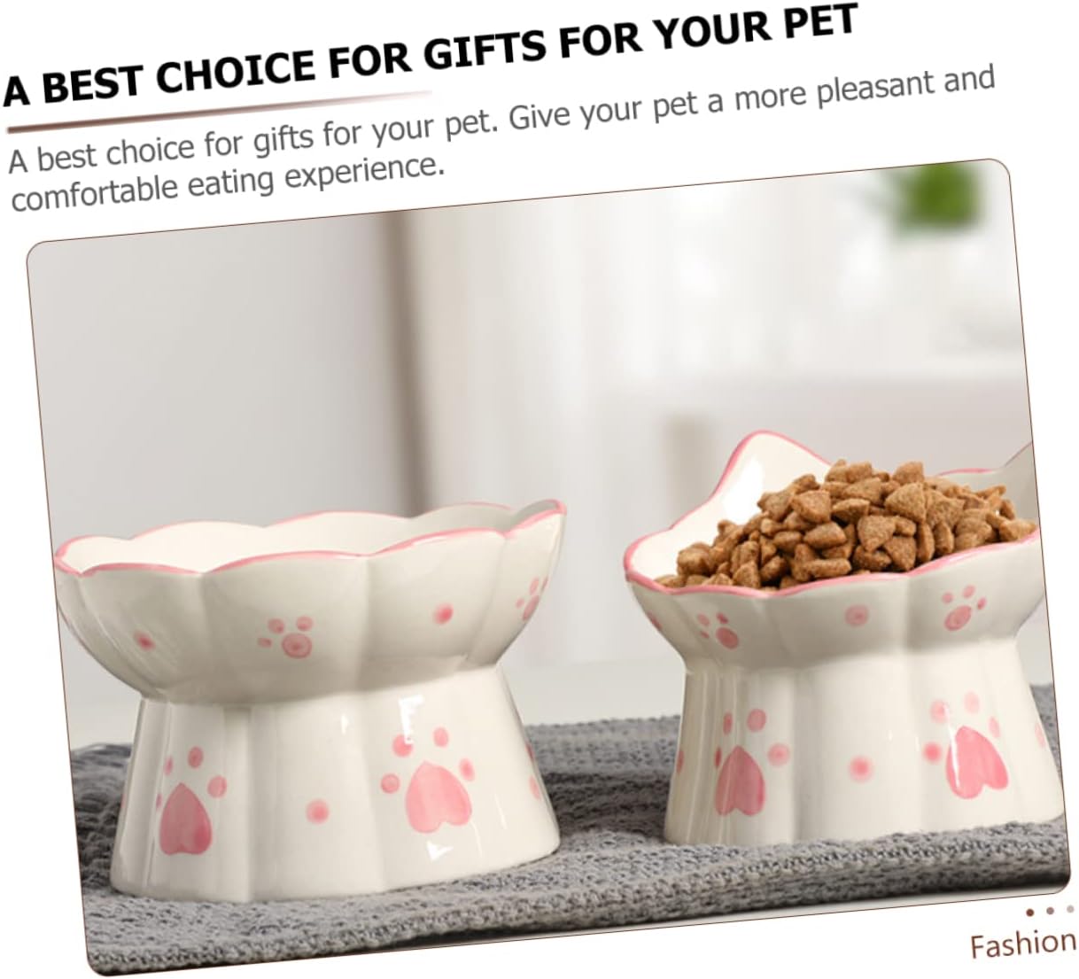 2pcs Ceramic Neck Bowl Elevated Cat Food Feeder Pet Supplies for Indoor Cats