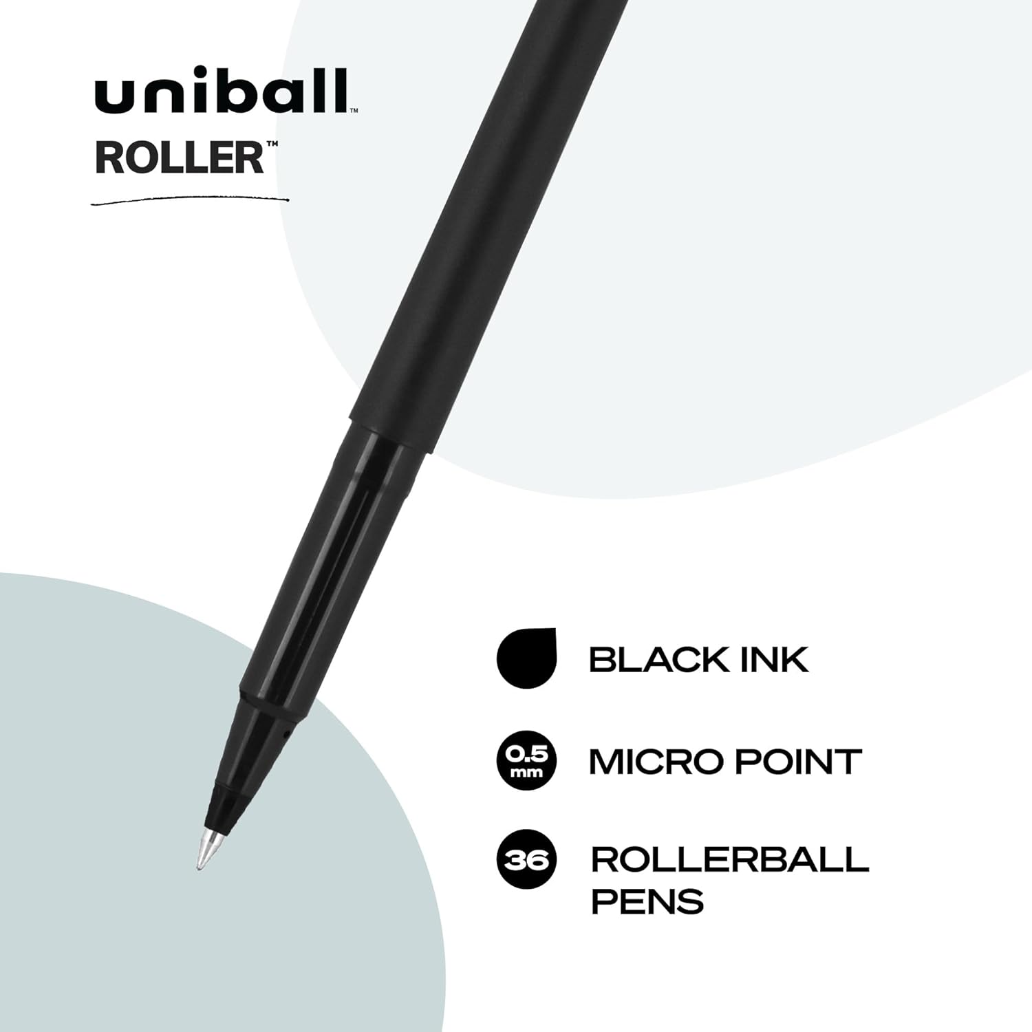 uniball Roller Rollerball Pens, Micro Point, Bla