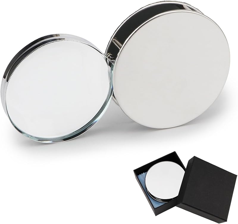 Rongon 20X Handheld Magnifier, Pocket Magnifying Glass Reading Magnifier | Metal, folding magnifying glass to 180° rotation comes with a gift box for reading inspection coins maps jewelry inspection