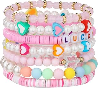 Pulsera de cuentas rosa para el día de San Valentín, conjunto colorido y lindo de amor para niña, accesorios de moda Pulseras de Silicona