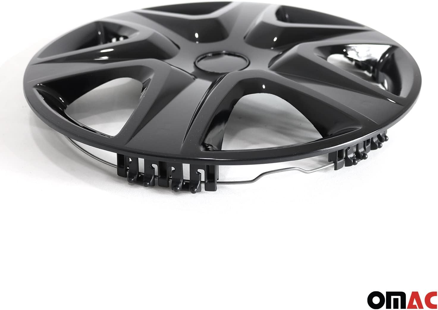 OMAC - ABS Black Hub Caps 16 Inch Set of 4, Tapas para Rines 16, Premium Wheel Covers 16 Inch, R16 Rim Cover Set, Snap On Durable Car Replacement Exterior Accessories