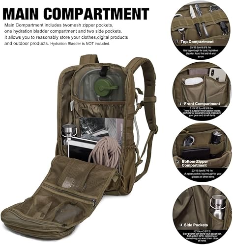 Miniatura 5 de Mardingtop Tactical Backpacks Molle Hiking daypacks for Motorcycle Camping Hiking Military Traveling,25L Backpack