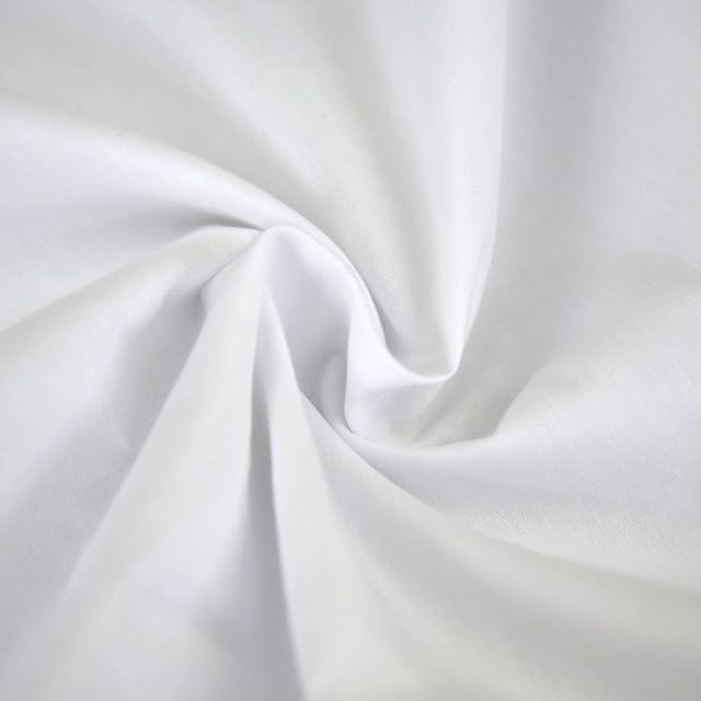 Plain Solid Dyed Polycotton Pre Shrunk Fabric Material Linings Dress Making Crafts Home Décor Table Cloth Sheeting Quilting | 60+ Colours | 45 - 112 cm Wide (Sold by The Metre, White)
