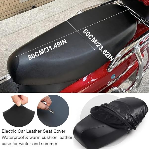 WUFKOP Coprisella Universale per Scooter e Moto, Impermeabile e Antiscivolo, Dimensioni 80x60 cm, Materiale Morbido Opaco, per Vesp, Piaggi, E-Bike e Scooter Elettrici - 2