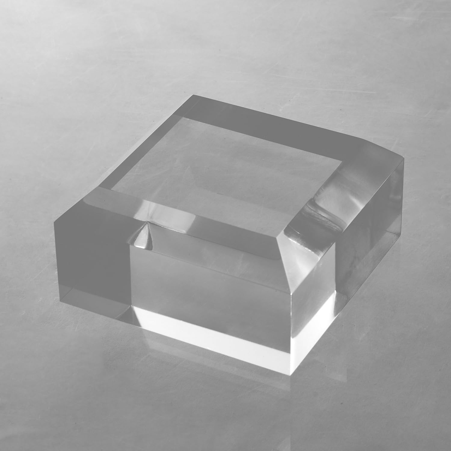 CiaoHER 2in Thickness Beveled Solid Acrylic Display Block Clear Polished Pedestal Stand Riser Solid Base (6x6)