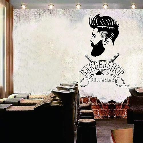 Miniatura 4 de Adhesivo decorativo de pared extraíble de barbería Art Man Barbershop Decoración de pared Stiker para decoración de ventana (22.4 x 15.7 in, JWH108)