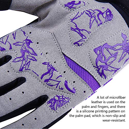 Luvas femininas de ciclismo DuShow Full Finger para ciclismo, luvas de ciclismo de tela sensível ao