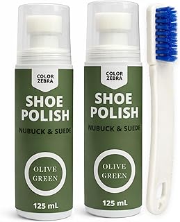 Nubuck &amp; Suede Shoe Polish – Olive Green | 2 x 125 ML | Nubuck &amp; Suede Renovator Spray | Restores Color, Revives Texture &amp;