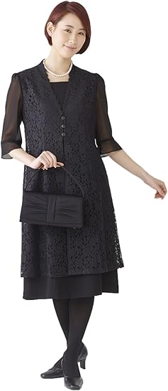 Amazon モノワール Monoir 喪服 レディース 礼服 夏 夏用 ウォッシャブル 洗える 大きいサイズ ブラックフォーマル ワンピース 02p 19号 ブラック イブニングドレス 通販