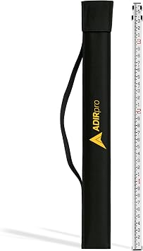 AdirPro 9 ft Aluminum Telescoping Grade Rod | Dual-Sided 5-Section Leveling Rod with 10th Foot Graduations| Bubble Level & Carrying Case Included
